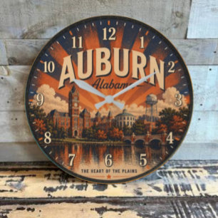 Auburn Alabama Historic College Town  Large Clock