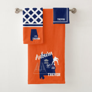 Auburn Alabama Navy and Orange football Bath Towel Set