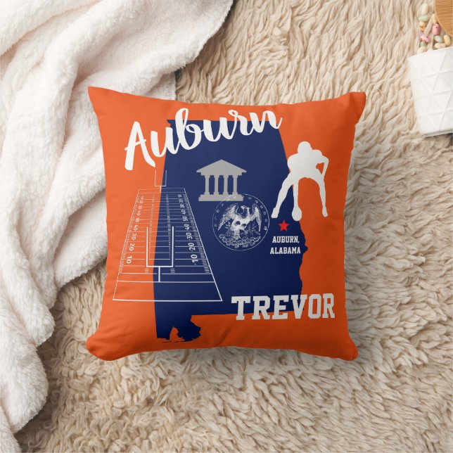 Auburn Alabama Navy and Orange football  Cushion (Blanket)