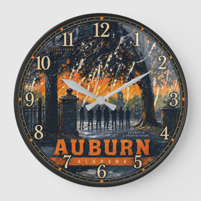Auburn Alabama Sunset  Large Clock (Front)