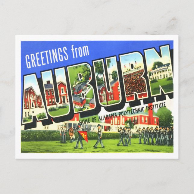 Auburn, Alabama Vintage Big Letters Postcard (Front)
