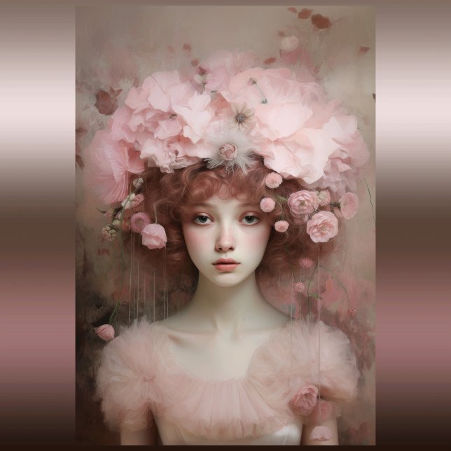 Auburn Beauty - A Woman's Portrait and Flowers Tissue Paper (Auburn Beauty - A Woman's Portrait with Flowers)