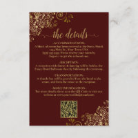 Auburn Brown & Gold Chic Wedding QR Code Details