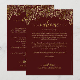 Auburn Brown & Gold Wedding Welcome & Itinerary Program