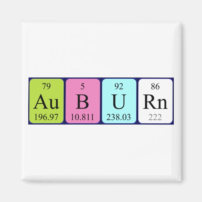 Auburn periodic table name magnet (Front)