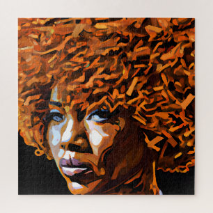 Auburn Queen Orange Brown Hair Black Melanin Afro Jigsaw Puzzle
