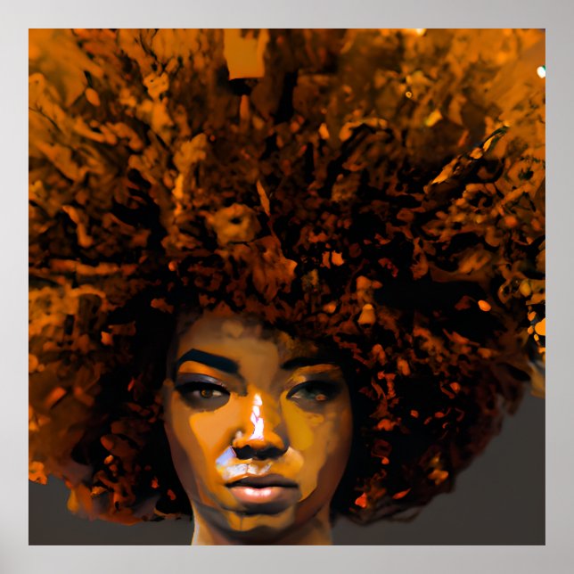 Auburn Queen Orange Brown Hair Black Melanin Afro Poster (Front)