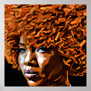 Auburn Queen Orange Brown Hair Black Melanin Afro Poster