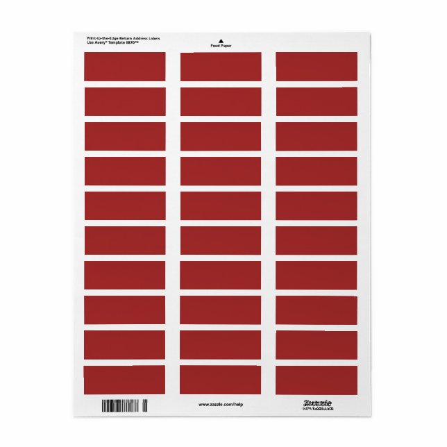 Auburn  (solid colour)   return address label (Full Sheet)