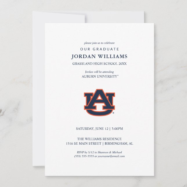 Auburn University Graduation | Auburn Tigers Announcement (Front)