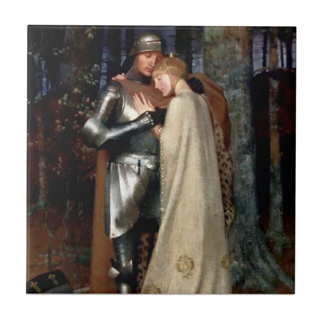 Aucassin and Nicolette Mediaeval Painting by Maria Ceramic Tile (Front)