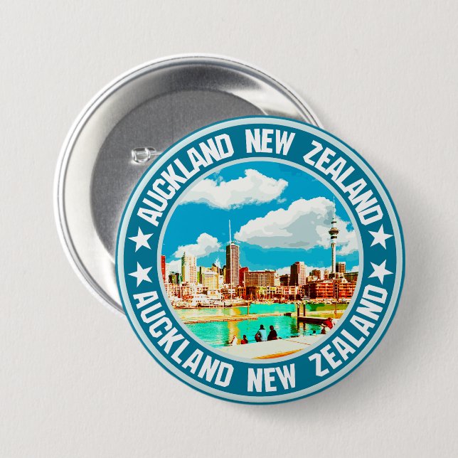 Auckland                                           7.5 cm round badge (Front & Back)