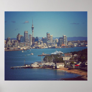 Auckland City CBD Across the Waitemata Harbour Poster