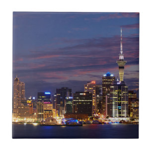 Auckland City Skyline Ceramic Tile
