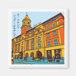 Auckland Ferry Building Pop Art Retro Magnet
