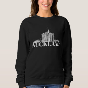 Auckland New Zealand City Skyline Silhouette Outli Sweatshirt