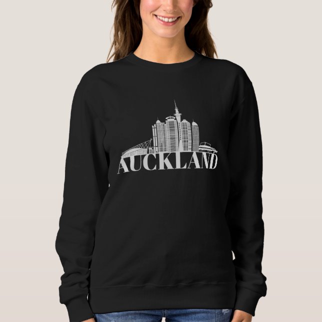Auckland New Zealand City Skyline Silhouette Outli Sweatshirt (Front)