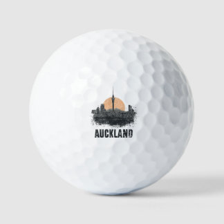 Auckland New Zealand City Skyline Vintage Travel Golf Balls