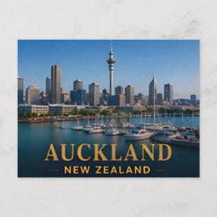 Auckland New Zealand Coastal Travel Destination Postcard