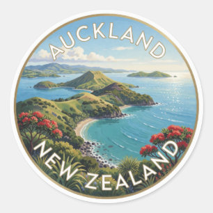 Auckland New Zealand Hauraki Gulf Landscape Classic Round Sticker