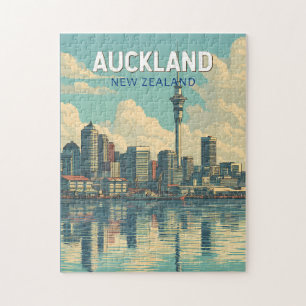 Auckland New Zealand Illustration Travel Art Retro Jigsaw Puzzle