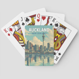 Auckland New Zealand Illustration Travel Art Retro Playing Cards