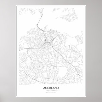 Auckland, New Zealand Minimalist Map Poster