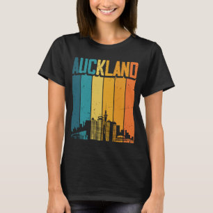 Auckland New Zealand Retro Vintage Sunset Skyline T-Shirt