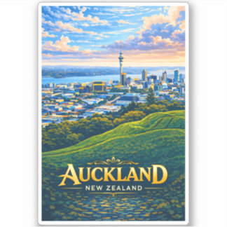 Auckland New Zealand Skyline Illustration Travel