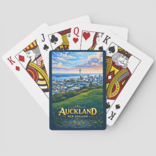 Auckland New Zealand Skyline Illustration Travel Playing Cards