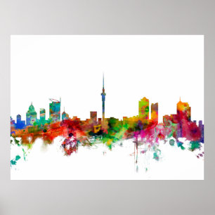 Auckland New Zealand Skyline Poster