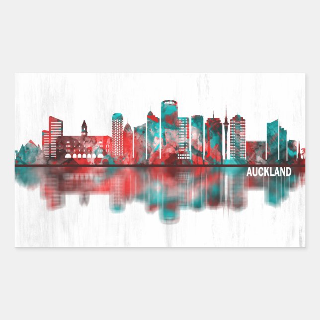 Auckland New Zealand Skyline Rectangular Sticker (Front)