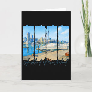 Auckland New Zealand Travelling Brushstroke Auckla Card
