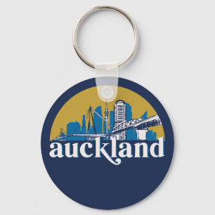 Auckland New Zealand Vintage City Skyline Key Ring