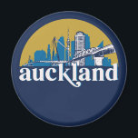 Auckland New Zealand Vintage City Skyline Magnet<br><div class="desc">Vintage and retro city design with beautiful skyline, tourist attraction and cityscape art. Cool skyscraper and building silhouette illustration merchandise for tourist and traveller. Perfect as souvenir to bring back home when travelling all around the world. Save the memory of your travel and vacation with family and friends. Background colour...</div>