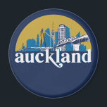Auckland New Zealand Vintage City Skyline Magnet<br><div class="desc">Vintage and retro city design with beautiful skyline, tourist attraction and cityscape art. Cool skyscraper and building silhouette illustration merchandise for tourist and traveller. Perfect as souvenir to bring back home when travelling all around the world. Save the memory of your travel and vacation with family and friends. Background colour...</div>