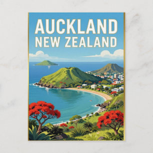 Auckland New Zealand Volcanic Coast Scene Postcard