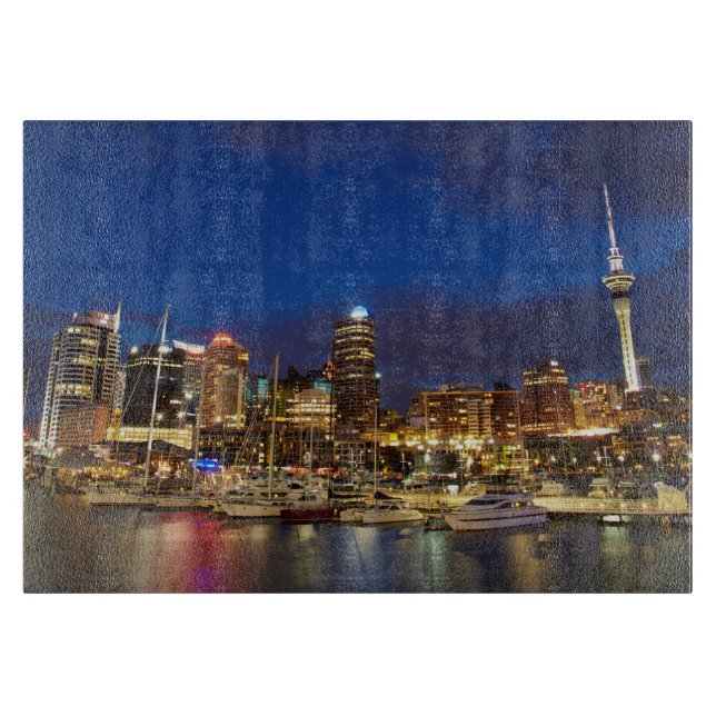 Auckland Night Skyline Cutting Board (Front)