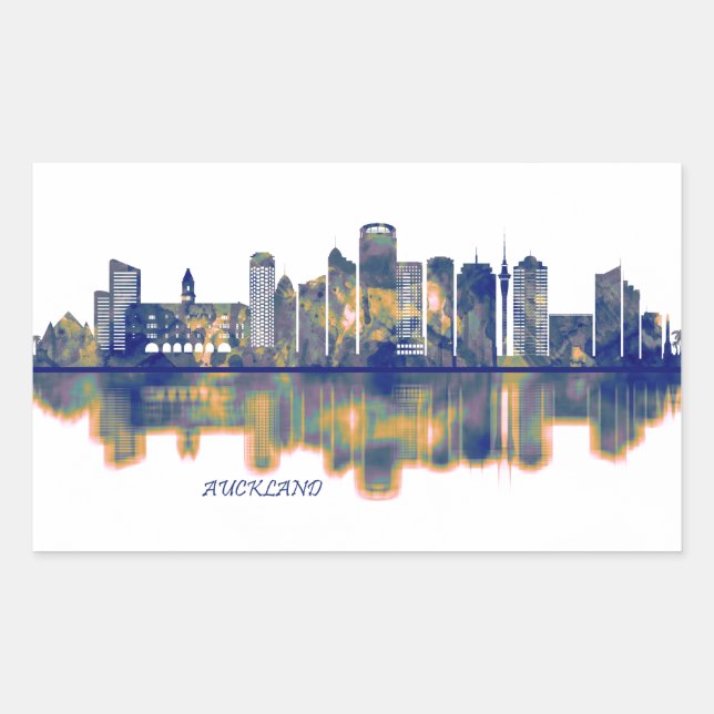 Auckland Skyline Rectangular Sticker (Front)