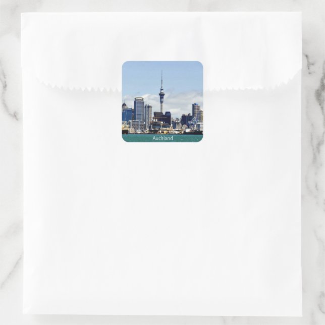 Auckland Skyline Square Sticker (Bag)