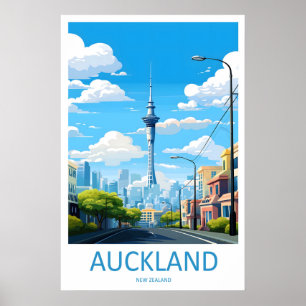 Auckland Travel Poster National Vintage Park Ski