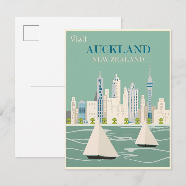 Auckland vintage poster invitation postcard (Front/Back)