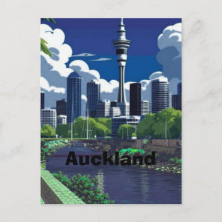 Auckland Watercolor Print New Zealand Travel Poste Postcard
