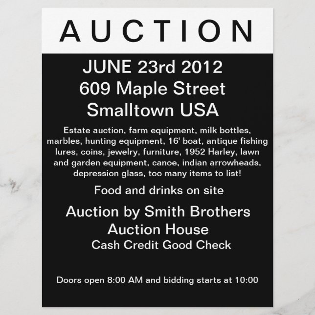 Auction flyer (Front)