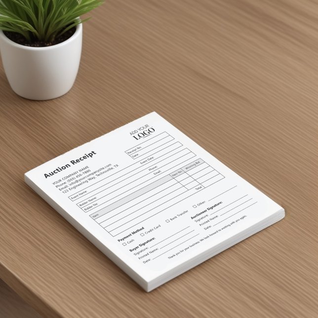 Auction Receipt Editable Business Notepad (Creator Uploaded)