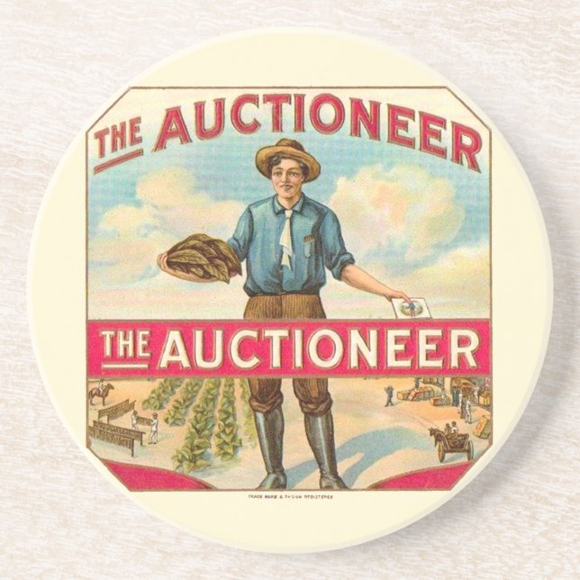 Auctioneer Vintage Cigar Label Auction Coaster (Front)