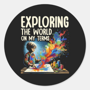 Audhd Autism Adhd Autistic Spectrum Neurodiversity Classic Round Sticker