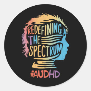 Audhd Autism Adhd Autistic Spectrum Neurodiversity Classic Round Sticker
