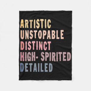 Audhd Autism Adhd Autistic Spectrum Neurodiversity Fleece Blanket