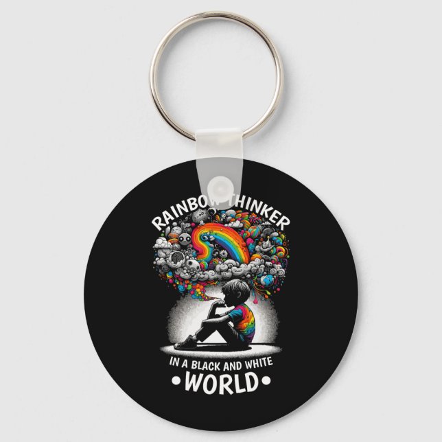 Audhd Autism Adhd Autistic Spectrum Neurodiversity Key Ring (Front)